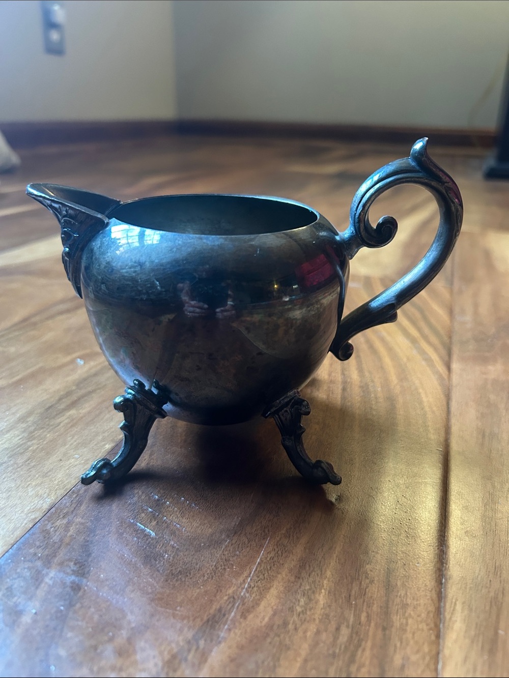 Classic Silver-Tone Creamer Pitcher - Ornate Handle and Feet
